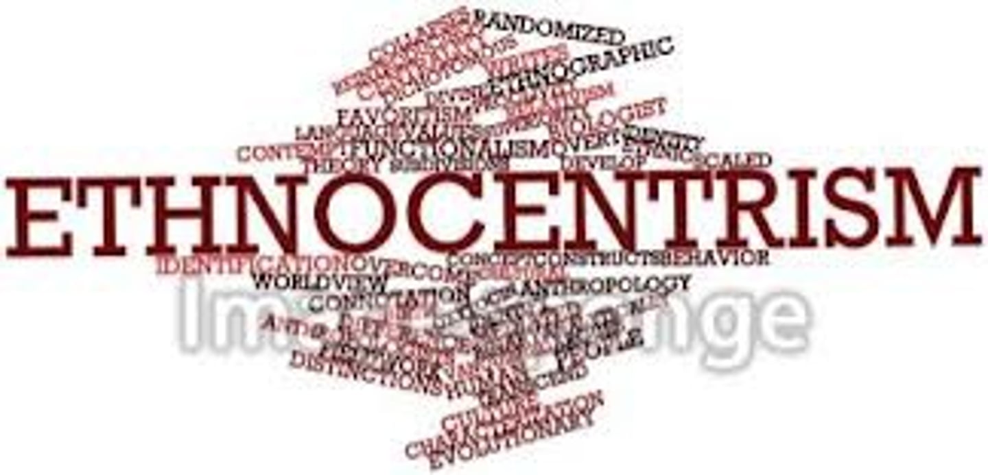 <p>ethnocentrism; cuando se concentra en la cultura de uno mismo</p>