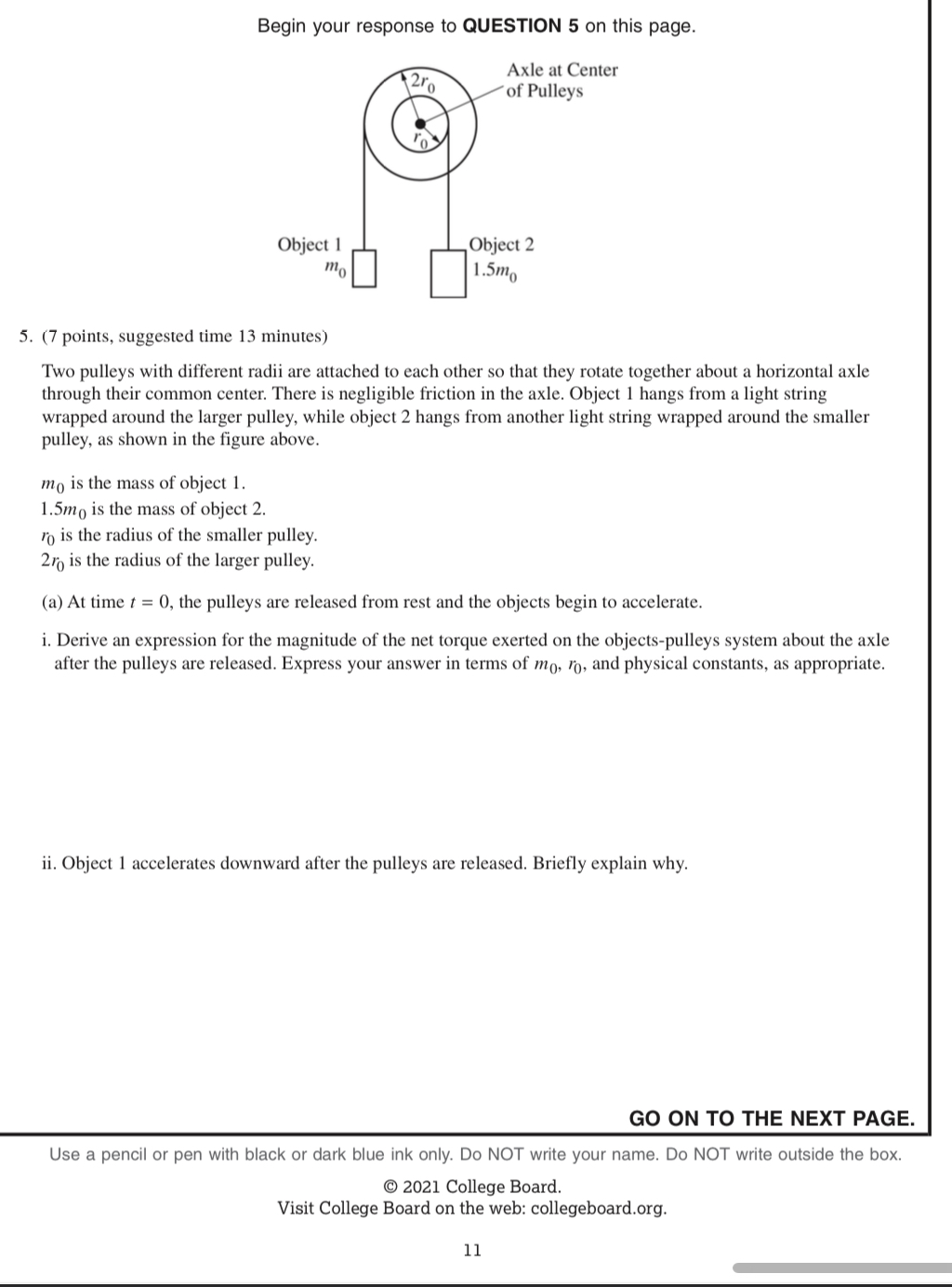 <p>Need the torques from each object, subtract one, derive, explain</p>