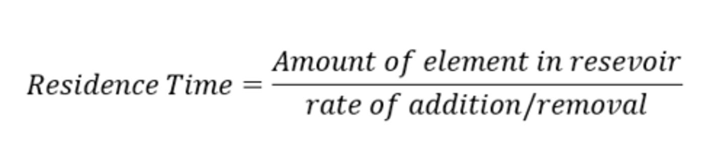 <p>average length of time an atom of an element spends in the ocean</p>