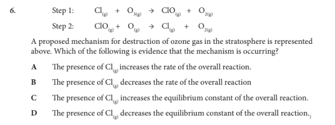 <p>Which of the following is evidence that the mechanism is occurring?</p>