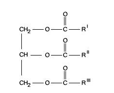 <p><span><span>three fatty acids bond together with a glycerol molecule</span></span></p>
