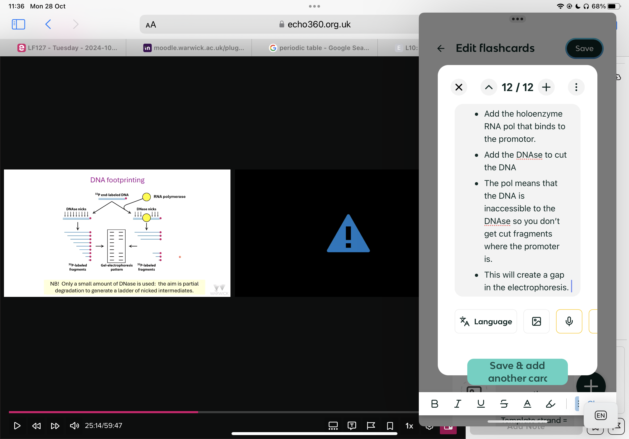 <ul><li><p>Add the holoenzyme RNA pol that binds to the promotor.</p></li><li><p>Add the DNAse to cut the DNA</p></li><li><p>The pol means that the DNA is inaccessible to the DNAse so you don’t get cut fragments where the promoter is. </p></li><li><p>This will create a gap in the electrophoresis. </p></li></ul>