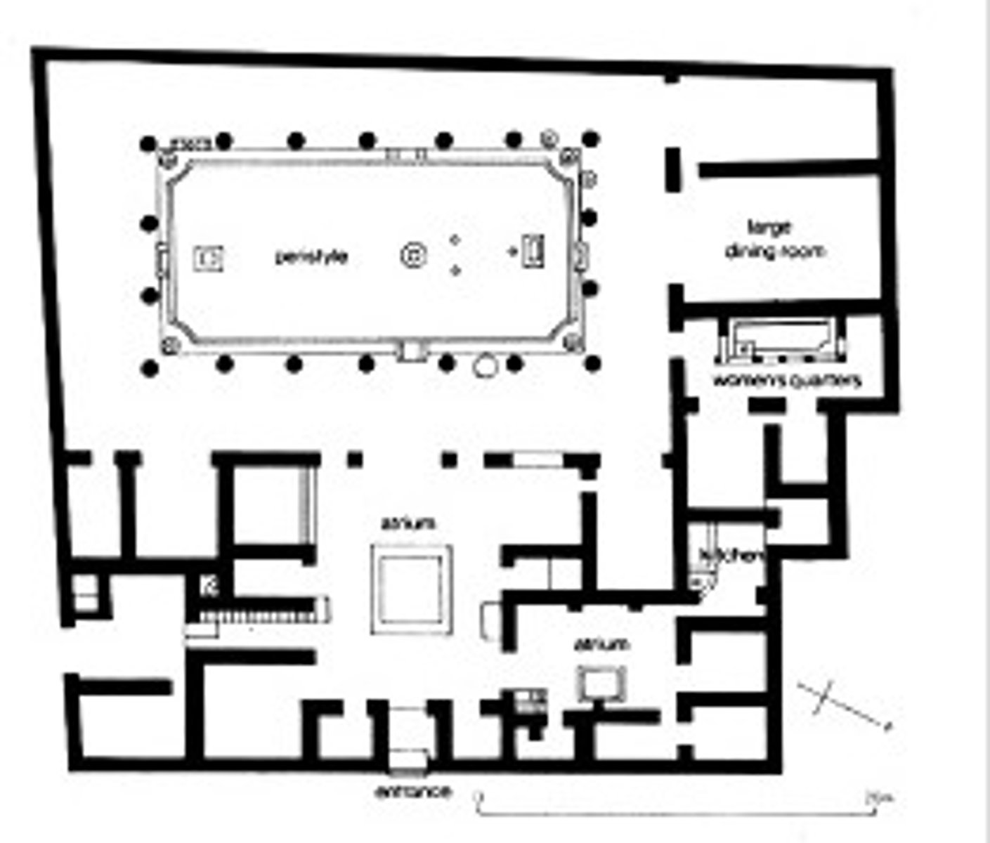 <p>a peristyle or colonnaded courtyard</p>