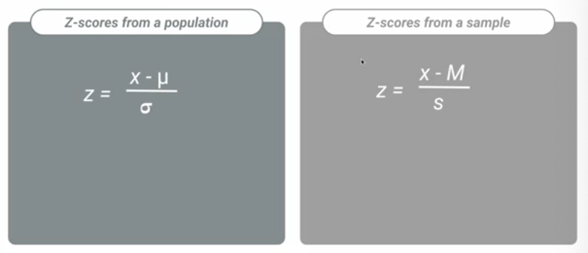 <p>subtracting the mean from the value of interest, then dividing by the distributions SD</p>