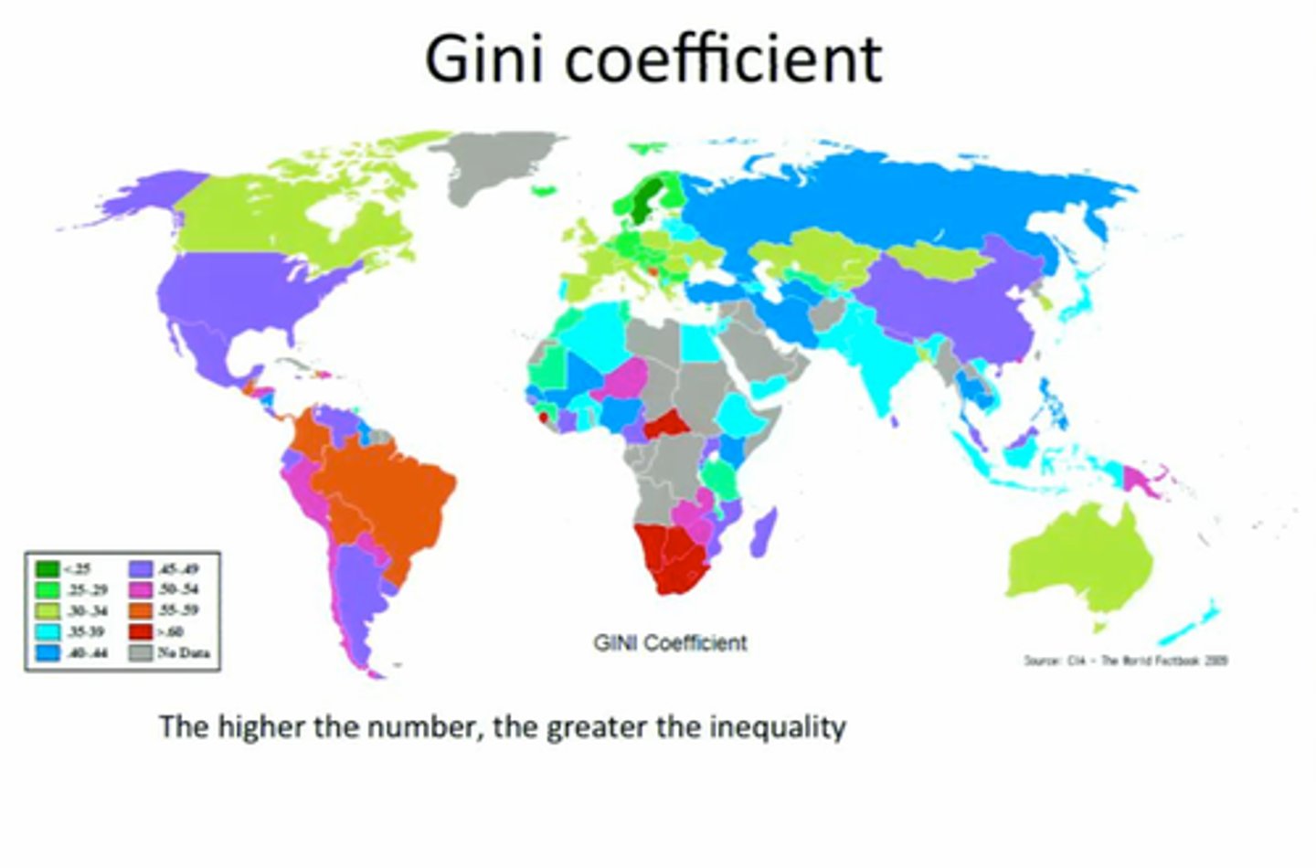 <p>The Gini coefficient's main advantage is that it is a measure of inequality by means of a ratio analysis, rather than a variable unrepresentative of most of the population, such as per capita income or gross domestic product.|</p>