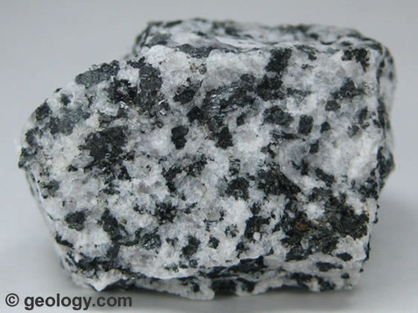 <p>F,I,M,UM: Intermediate<br>Texture: coarse-grained<br>Mineral composition: sodic plagioclase, hornblende, biotite, or pyroxene<br>Other properties: similar in appearance to granite - black and white combinations<br>Inferred rock origin: intrusive. The coarse-grained version of andesite.</p>