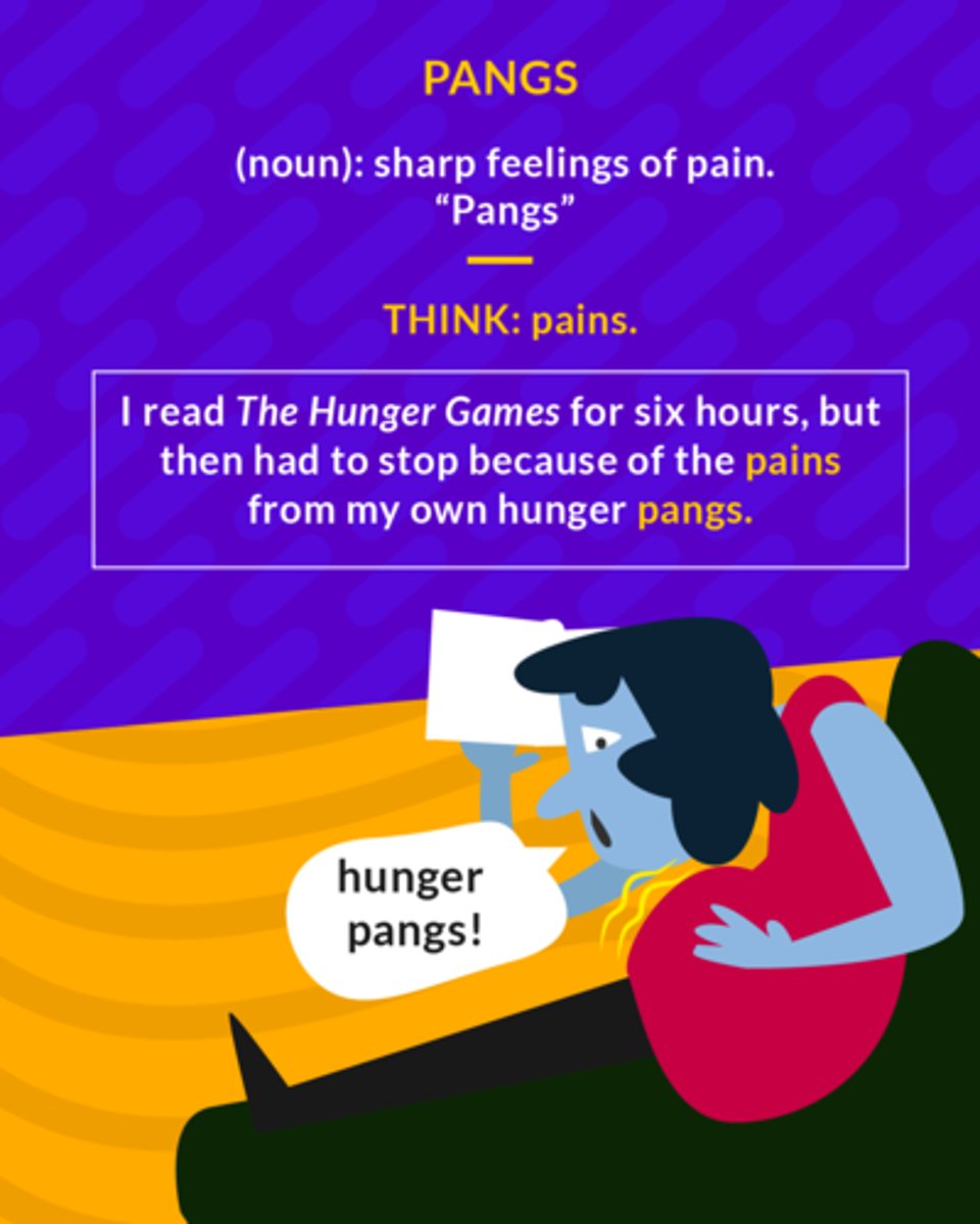 <p>a sudden sharp pain or painful emotion</p><p>(noun) sharp feelings of pain</p>