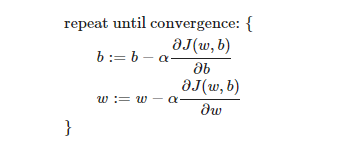 <p>parameters w and b are both updated simultaneously.</p>