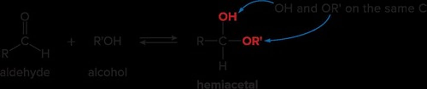 <p>A compound formed when an aldehyde reacts with an alcohol.</p>