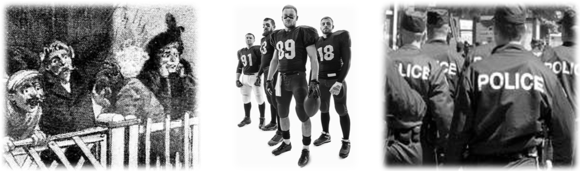 <ul><li><p>comportements d’aide </p><p>→ “effet spectateur”</p><ul><li><p>Kitty Genovese </p></li></ul></li><li><p>comportements collectifs </p><p>→ manifestations, sport</p></li><li><p>rôles sociaux </p><p>→ uniformes </p><ul><li><p>avec → pareil que les autres </p></li><li><p>sans → différent que avec </p></li></ul></li></ul><p></p>