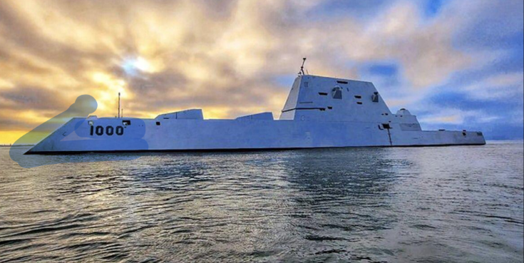<ol><li><p>Tumblehome Hull</p></li><li><p>Mission: Sustained ops in the littorals\</p></li><li><p>Weapons: 80 PVLS for missiles, 2 155 mm guns, 2 30 mm guns</p></li><li><p>Aircraft: 2 MH-60R or 1 MH-60R and 3 UAVS</p></li><li><p>Crew: 160 (20 officers and 140 enlisted)</p></li></ol><p></p>