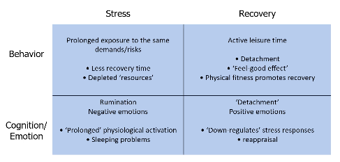 <p>a. prolonged exposure → active leisure time</p><p>b. rumination, negative emotions → detachment, positive emotions</p>