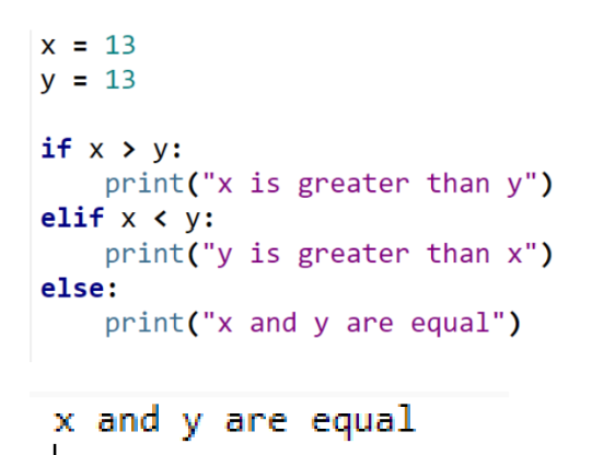 <p>A way of saying “if the previous conditions were not meant, then try this condition” The else is not required here, however it is not a bad idea to include one as a “catch all” if none of our conditions are met. There can be multiple elif statements included as part of 1 block of code. Covering several specific conditions</p>