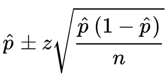 <p>A range likely to contain the true population proportion</p>
