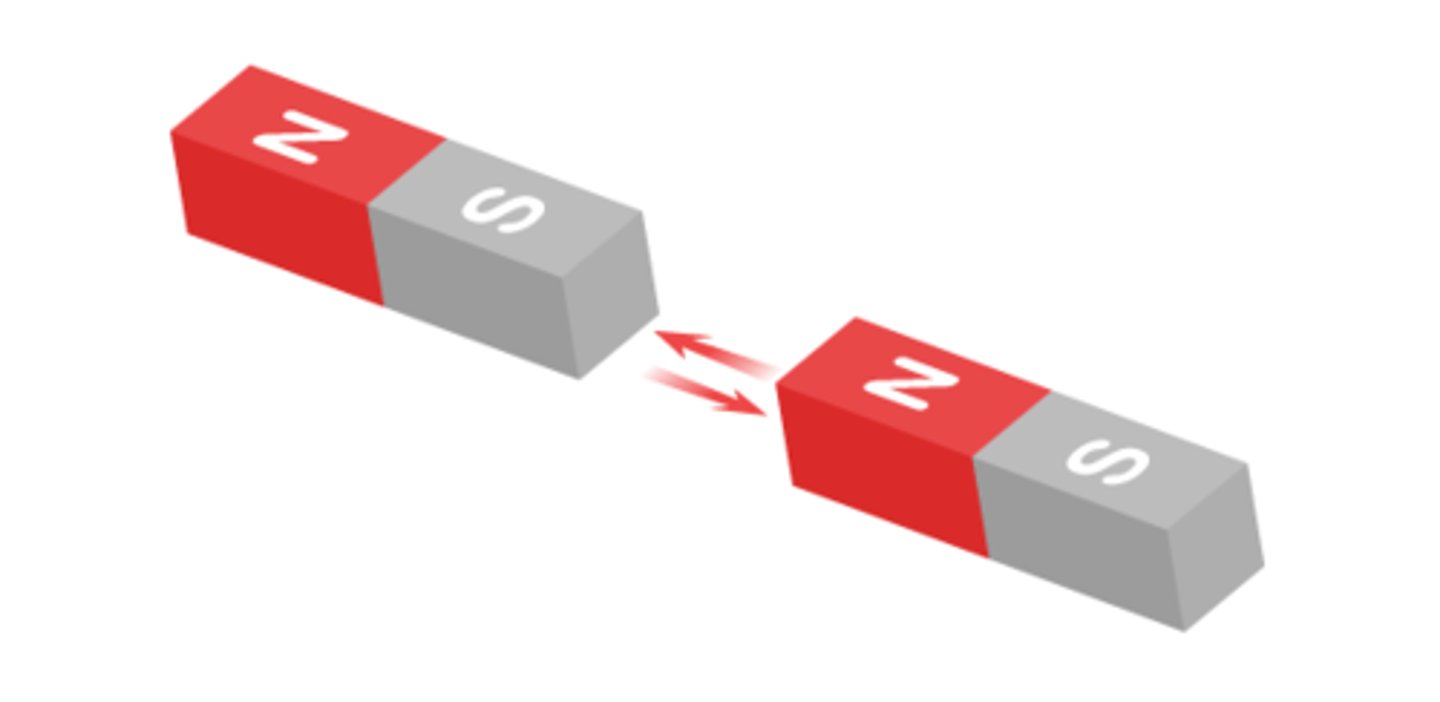 <p>to pull towards; opposite poles of a magnet come together when they attract each other (related word: attraction)</p>