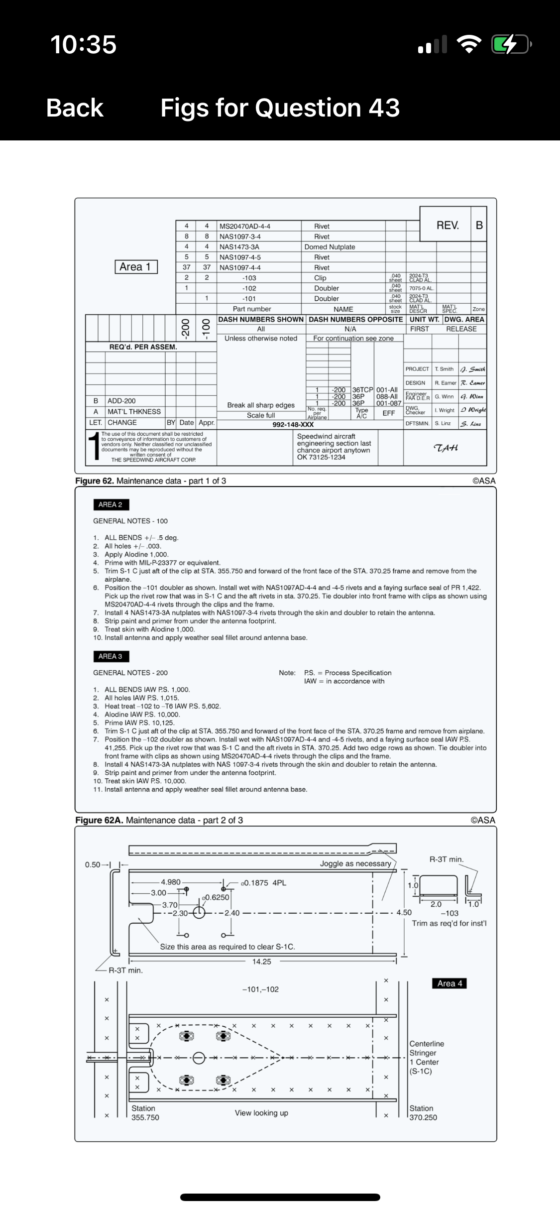 <p>(Refer to Figure 62, 62A, and 62B as necessary.) Which doubler(s) require(s) heat treatment before installation?</p>