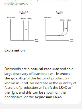 <p>new resources discovered increase quantity of factors of production pushing out LRAS </p>