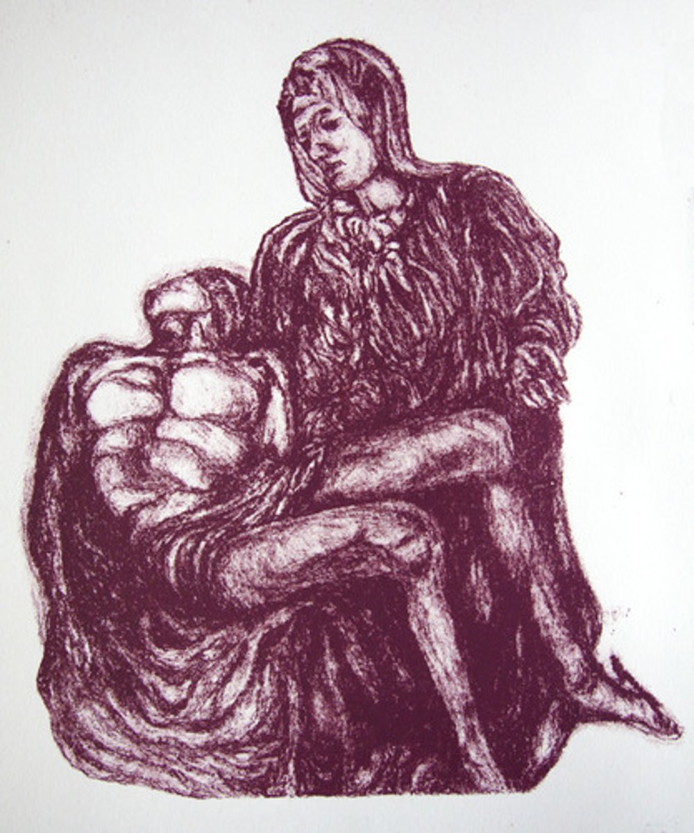 <p>a printmaking method in which the image to be printed is drawn on a limestone, zinc, or aluminum surface with a special greasy crayon</p>
