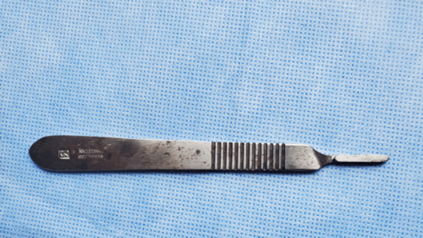 <p>Holding scalpel blade safely cut or dissect tissue</p>