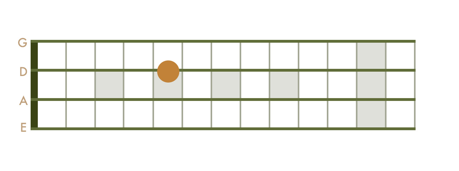 <p>5th Fret - D String</p>
