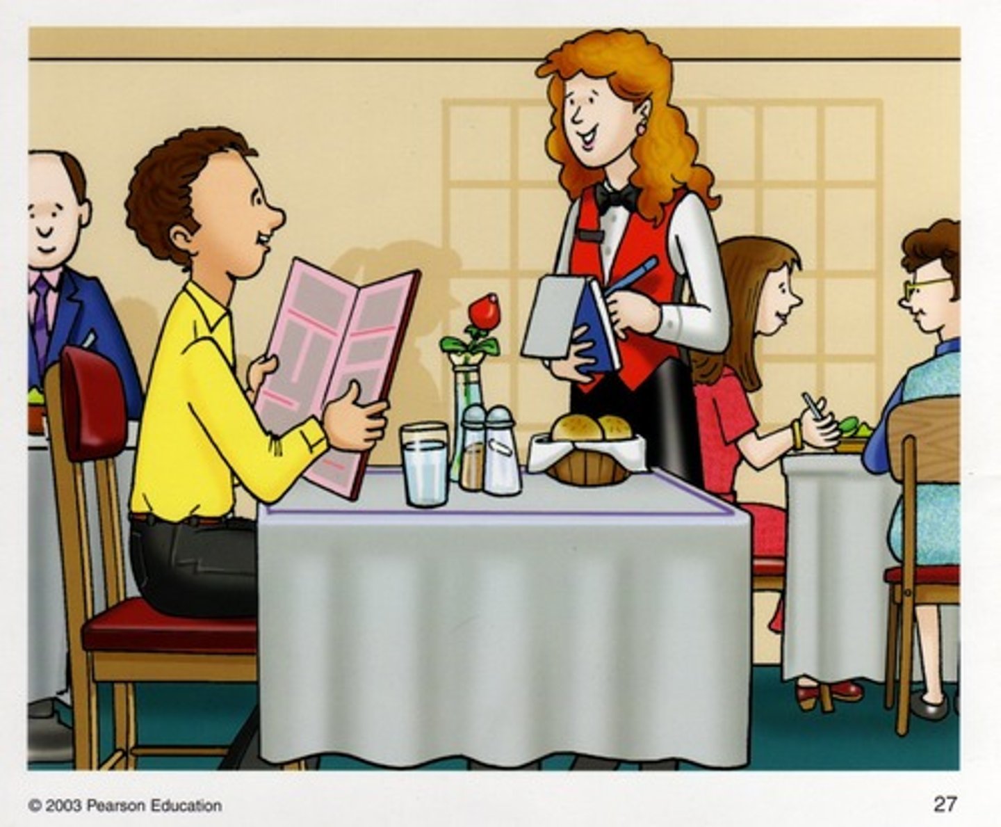 <p>to eat at a restaurant</p>