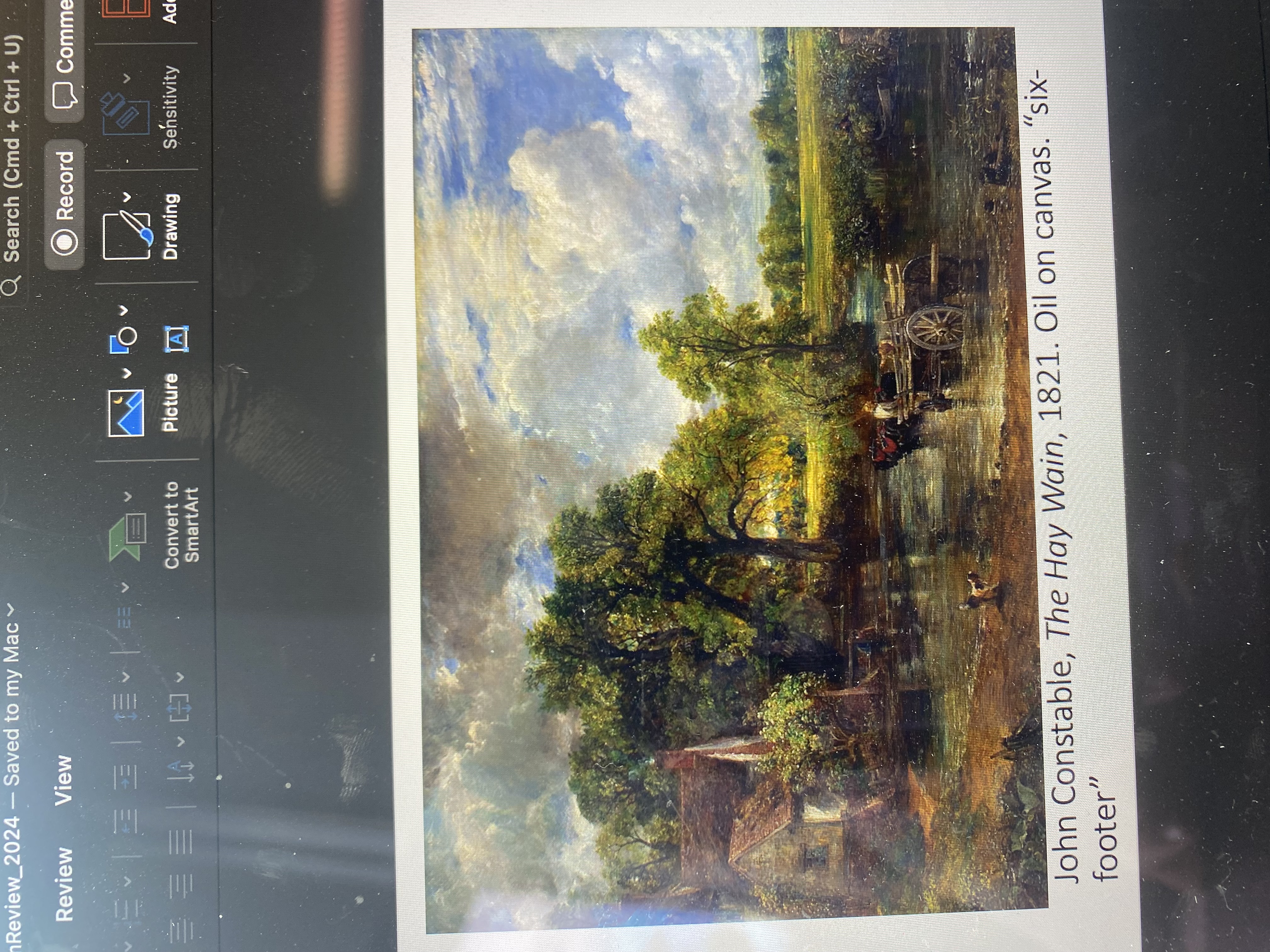 <p><span>John Constable, The Hay Wain, 1821. Oil on canvas. “six-footer”</span></p>