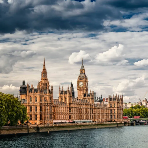 <ul><li><p><strong>ID:</strong> Charles Barry &amp; A.W.N. Pugin, 1840–1870 CE, Stone and glass, London, England</p></li><li><p><strong>Content:</strong> A Gothic Revival-style parliamentary building with intricate tracery and spires.</p></li><li><p><strong>Function:</strong> Serves as the seat of British government and a symbol of national identity.</p></li><li><p><strong>Context:</strong> Reaction against industrialization, emphasizing medieval values.</p></li><li><p><strong>Form:</strong> Vertical emphasis, pointed arches, symmetrical yet decorative design.</p></li></ul><p></p>