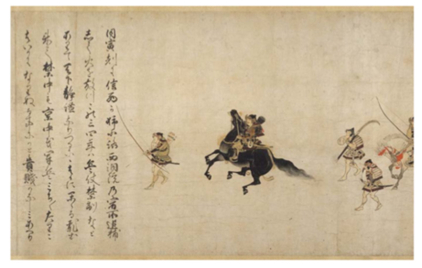 <p>Kamakura Period, Japan</p><p>c. 1250-1300 CE</p><p>Form: Handscroll (ink and color on paper)</p><p>Function: Tells the story of a deadly armed coup that occurred in 1159.</p><p>"Night Attack" is an ink and color painting on a long hand scroll measuring over 25 feet in length. The scroll is meant to be read from right to left in smaller segments. "Night Attack on the Sanjo Palace" tells the story with immense detail and emotion. The crowded mass of figures and frenetic energy of the scene is enhanced by the swift brush strokes and crowded spaces. Japanese arts include a long history of painting.</p>