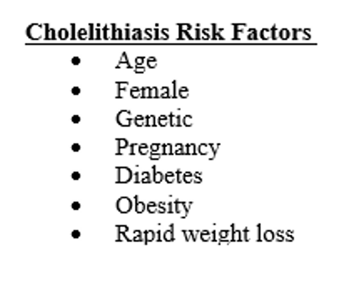 <p>D. Male (all of the other are listed as risk factors)</p>