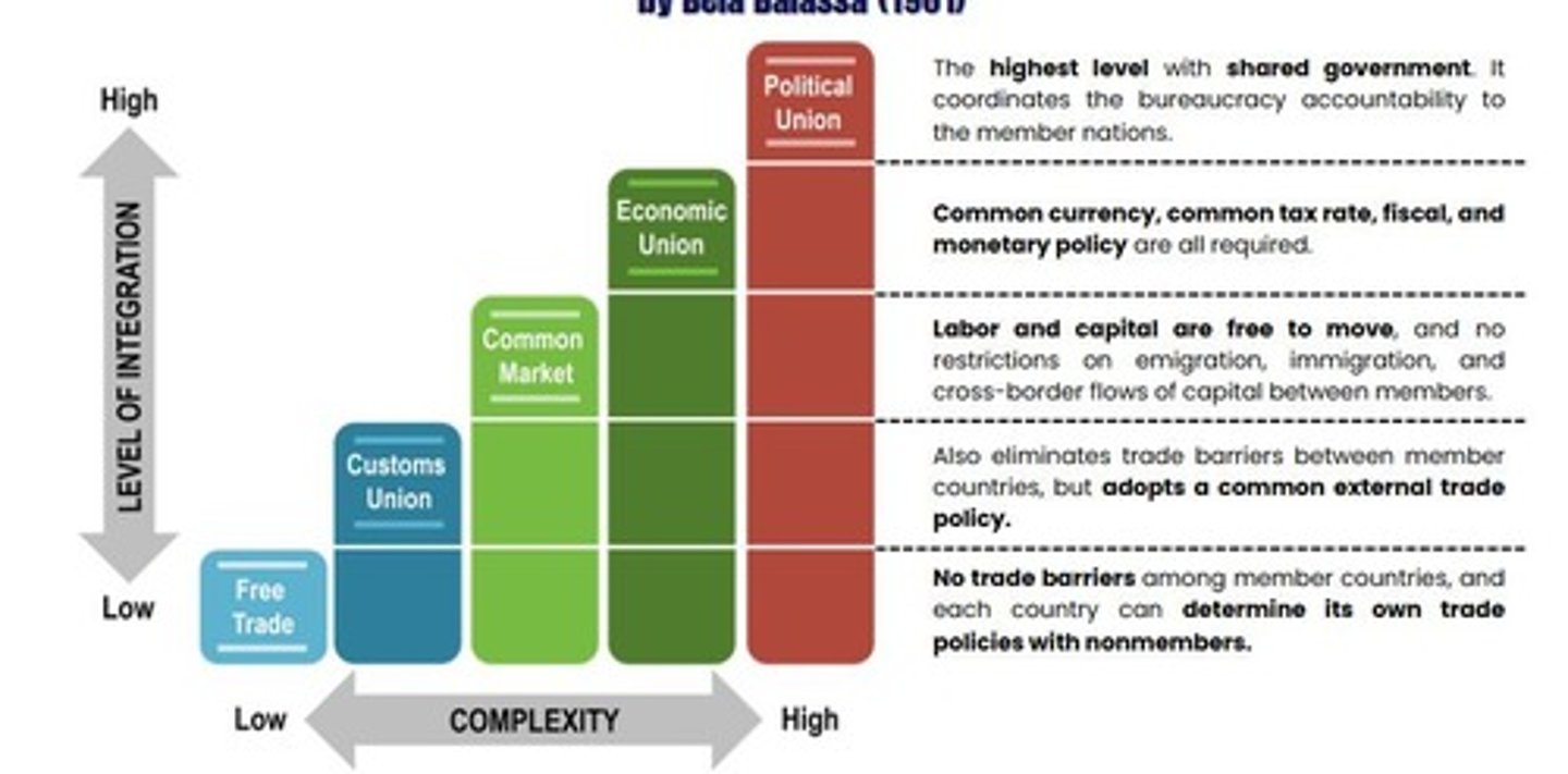 <p>An agreement between groups of countries in a geographic region to reduce and ultimately remove tariffs and non-tariff barriers.</p>