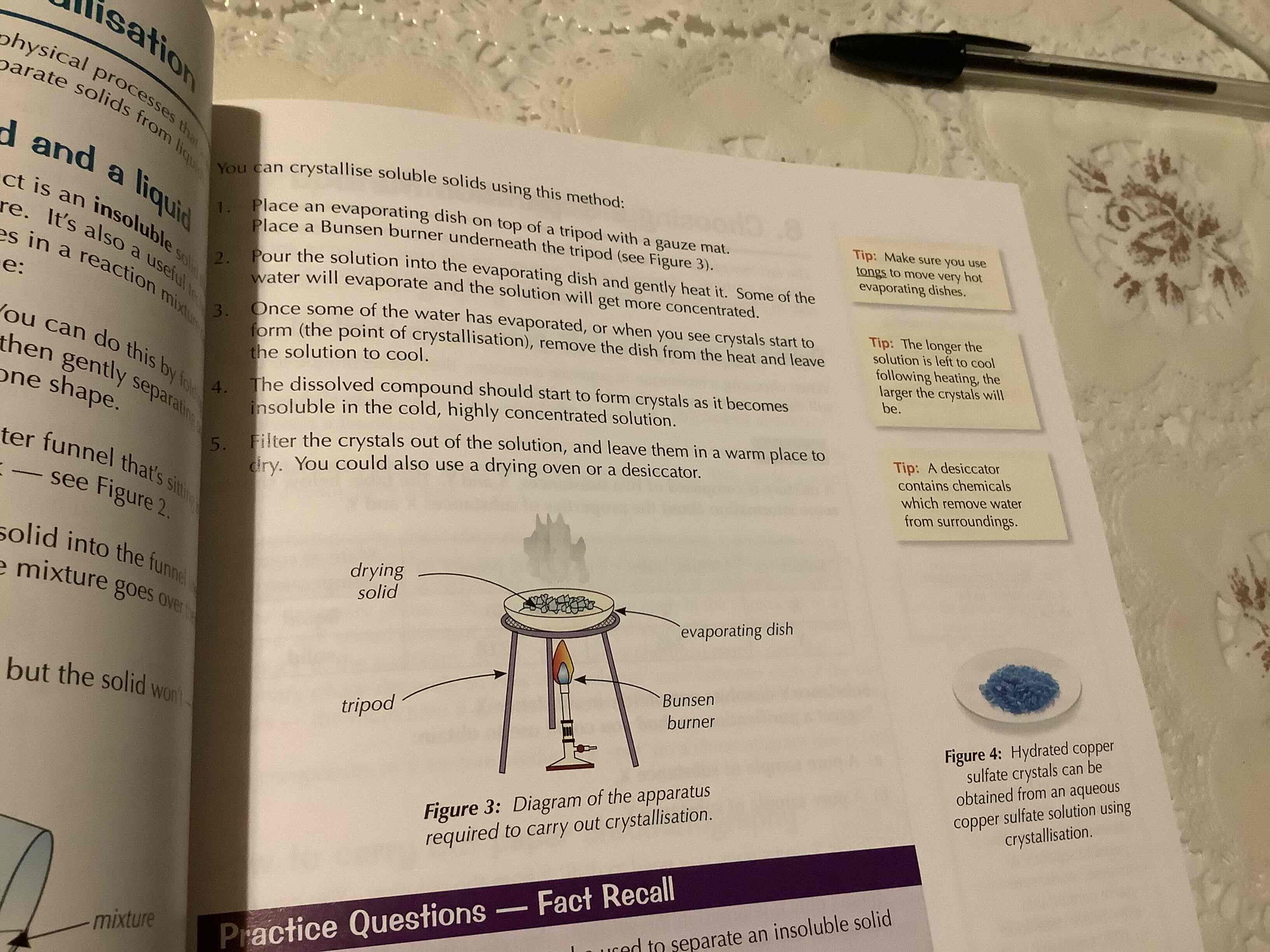 <p>if a solid can be dissolved it is said to be soluble. you can use crystallisation to separate a soluble product from a solution </p>