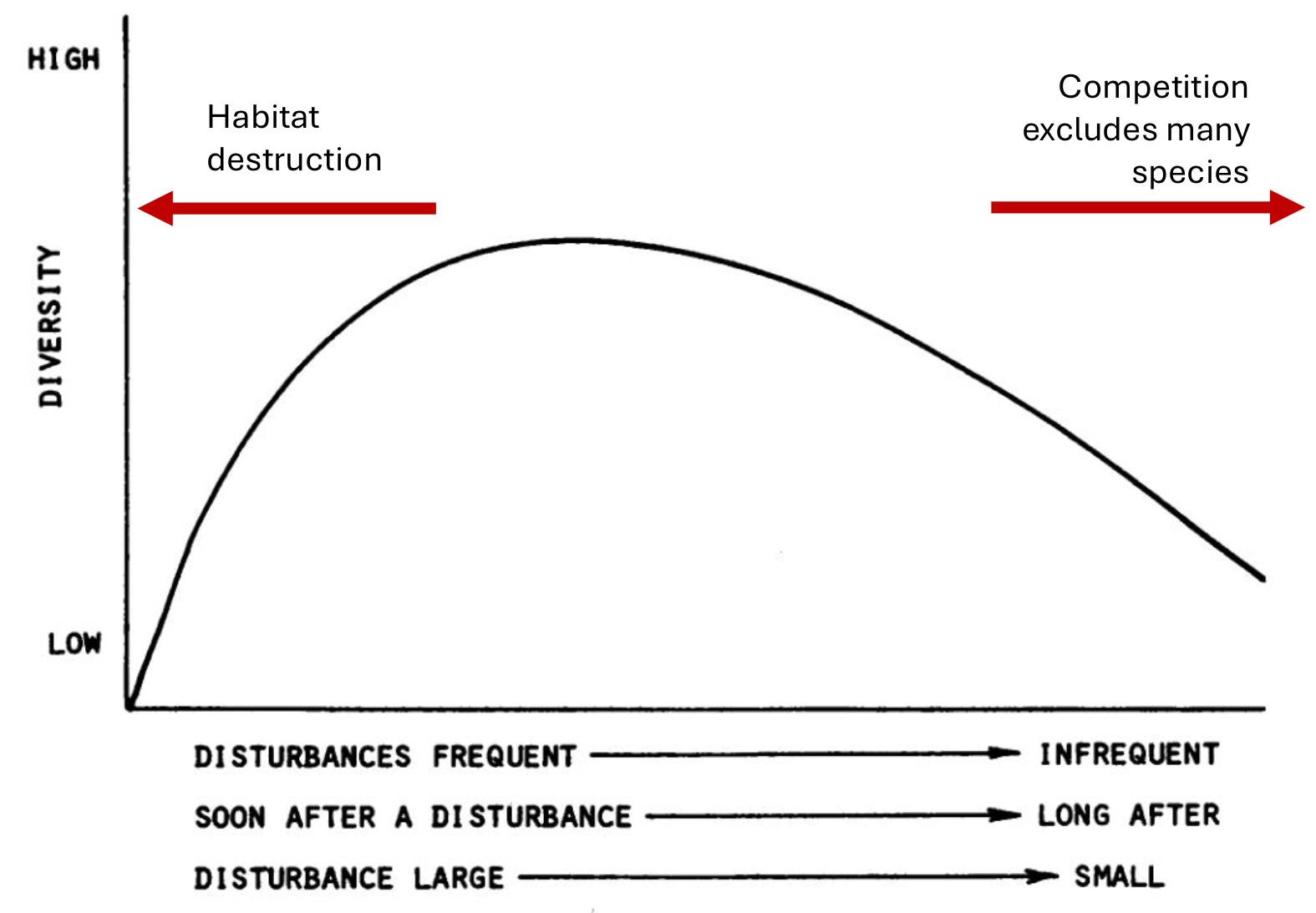 <p>The theory which states that species diversity in an organism is most healthy when ecosystem disturbance is neither to rare or too frequent.</p>