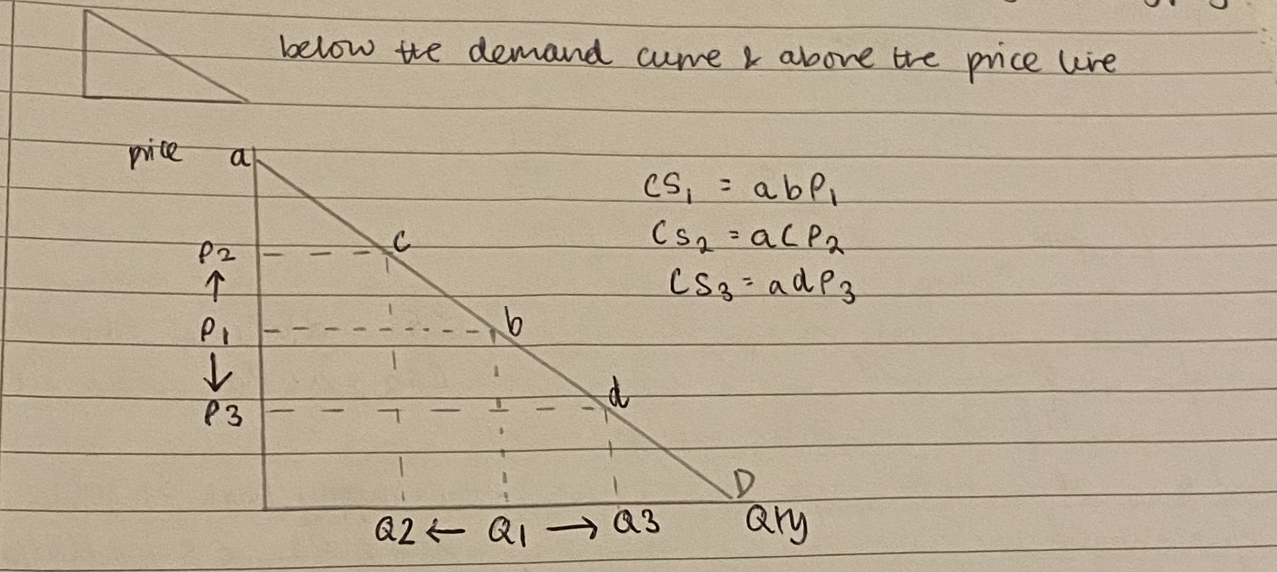 <p>Consumer surplus= difference between the price consumers are willing and able to pay for a good or service and the price they actually pay</p><p></p>