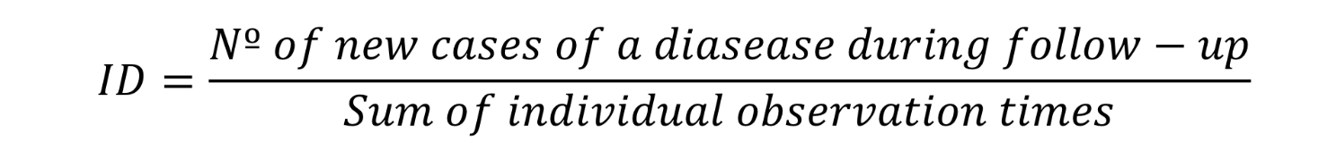 <p>ID = Number of new cases of disease / sum of individual observation times.</p>