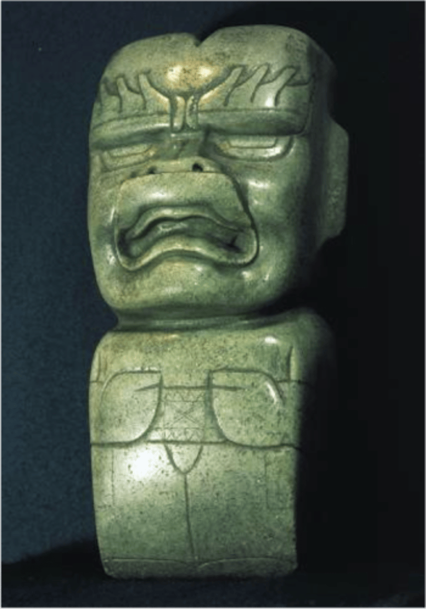<p>A supernatural being in Olmec art, combining human and jaguar traits. Symbolizes divine power, transformation, or shamanic identity.</p>