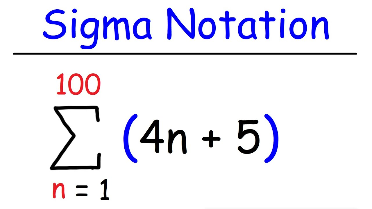 <p>sigma = sum of…</p><p>number above = last ‘n’</p><p>number below = first ‘n’</p><p>function next to it = function of the series</p>
