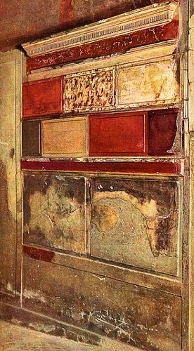 <p>a technique used to mimic different types of stone like marble and paint/would use different colors, and geometric shapes to do this</p>