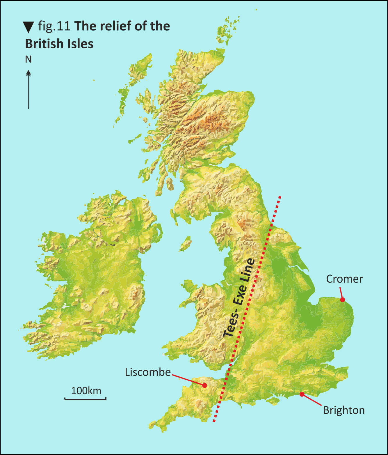 <p>Imaginary line that stretches across the UK and <mark data-color="green">splits it into Lowland &amp; Upland.</mark></p><p>Starts at the river Tees in the north to the river Exe in the south.</p>
