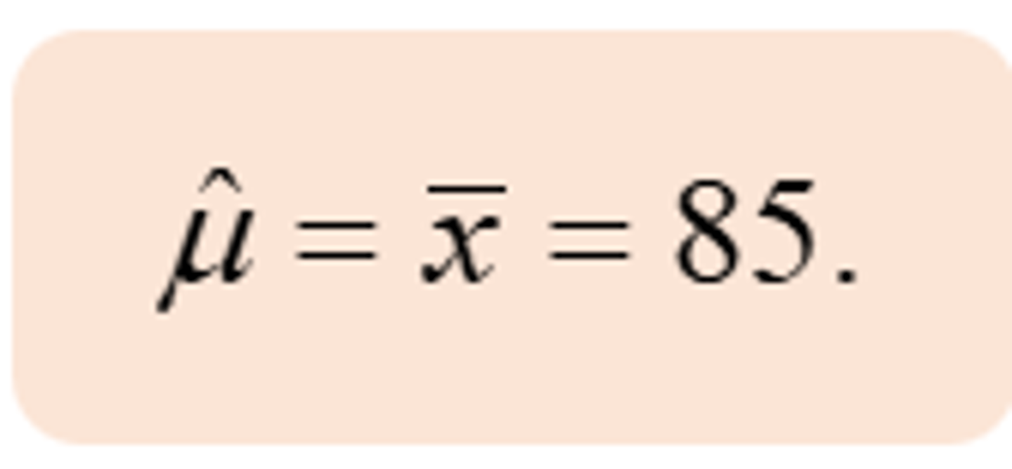 <p>For a random sample of 20 patients the mean heartbeats per minute is 85:</p><p>1. What is the point estimate for the mean of the population (μ)?</p><p>- The best point estimate for μ is: (in picture) </p>