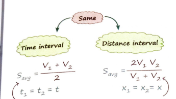 <p>total distance / total time<br>S1 + S2 / 2 <br>2 S1 S2 / S1 + S2</p>