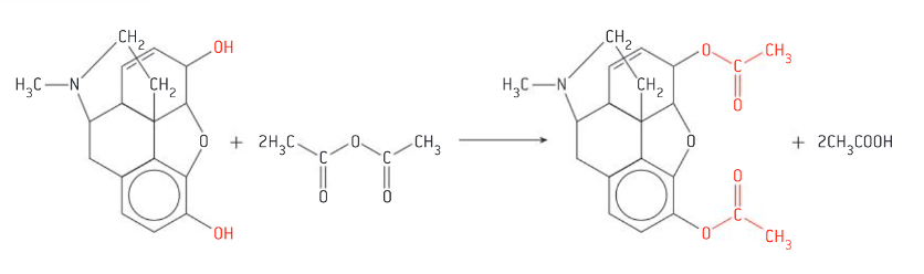 <p><span>both OH groups substituted with ester groups (COOH-CH3) using ethanoic anhydride</span></p>