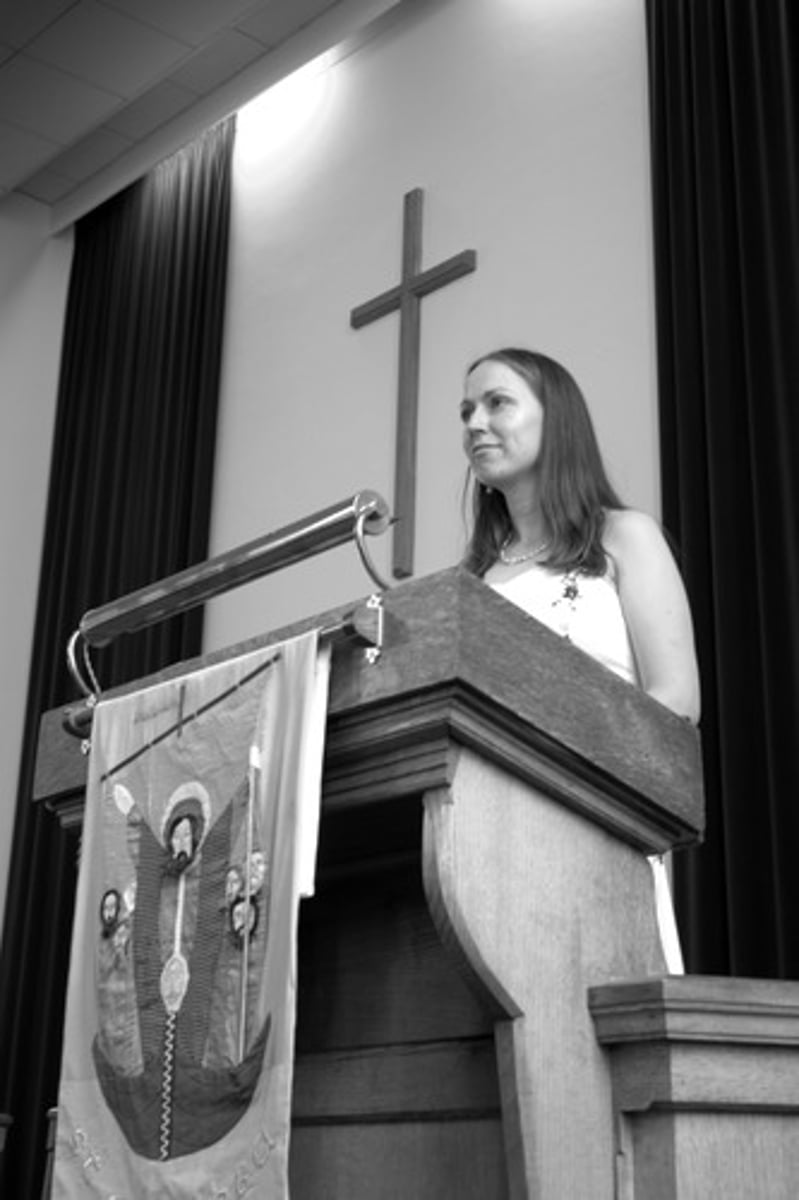 <p>sacred space where God speaks to us; scripture is read to proclaim God.</p>