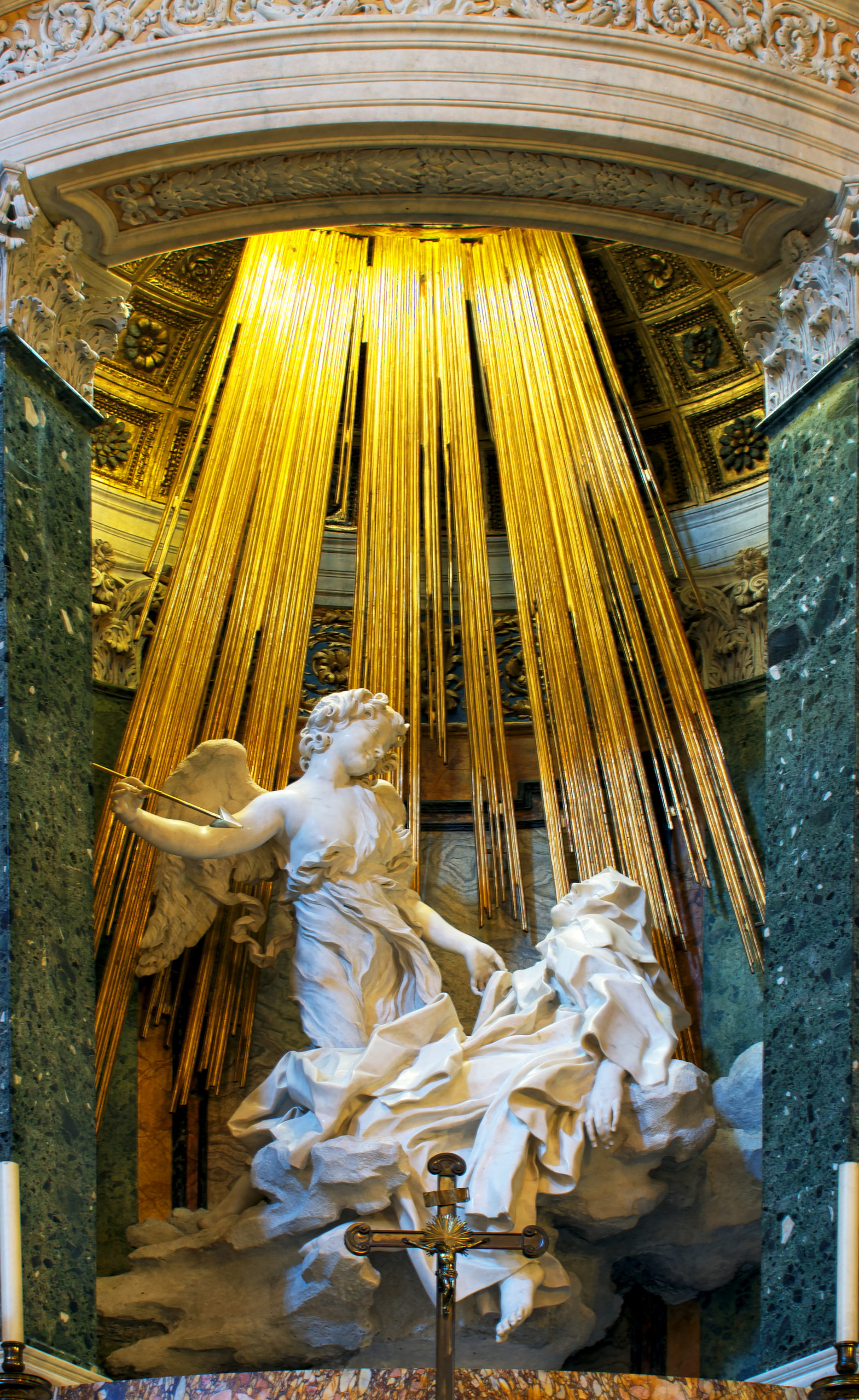 <p>Gian Lorenzo Bernini, <em>St. Theresa in Ecstasy</em> (Cornaro Chapel, in church of Santa Maria della Vittoria, Rome), c. 1650. Marble with bronze additions.</p>