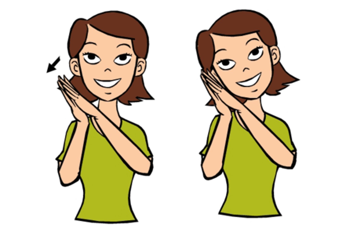 <p>Put your two hands together, palm-to-palm. Then place your hands on an angle by the side of your head, and rest your head on your hands as if they were a pillow.</p>