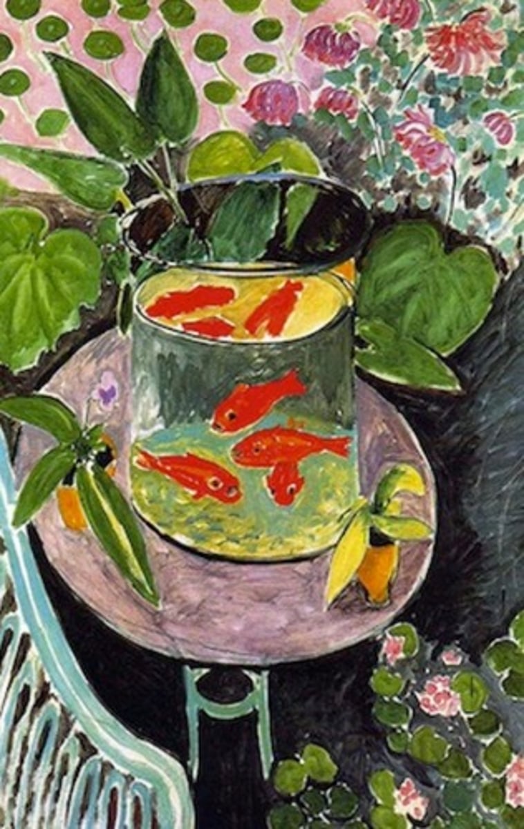 <p>1912. Henri Matisse. Oil on Canvas. Fauvism<br>Colors clash in a violent way, especiall near focal point<br>Paint is layered in some areas, while canvas is seen in outhers.<br>Quick energetic brushwork<br>Post-impressionist influence<br>Subject matter: use of patterns reflect influence of asian art (japonisme)<br>Matisse chose subjects that reflected his philosophy of art as serene, relaxing, passive contemplation.<br>Devoid of depressing subject matter</p>