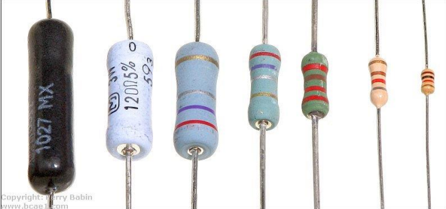 <ul><li><p>wire-wound</p></li><li><p>carbon film</p></li><li><p>metal oxide</p></li><li><p>variable resistors - LDRs (light dependent resistors)</p></li><li><p>Thermistors</p></li></ul><p></p>