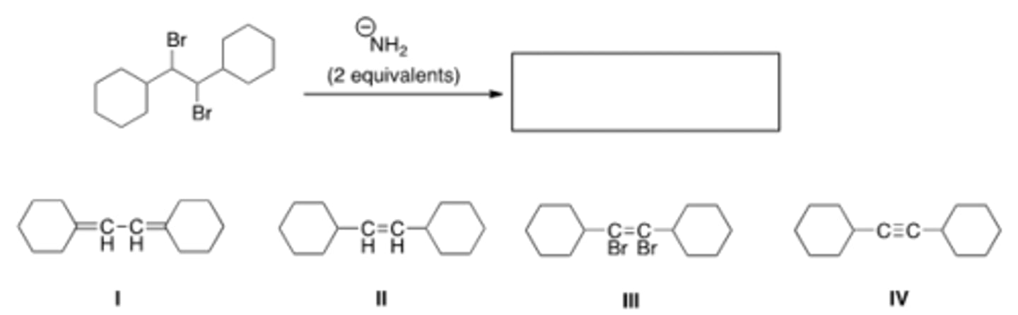 <p>What is the product of the following reaction?</p><p>A) I B) II C) III D) IV</p>