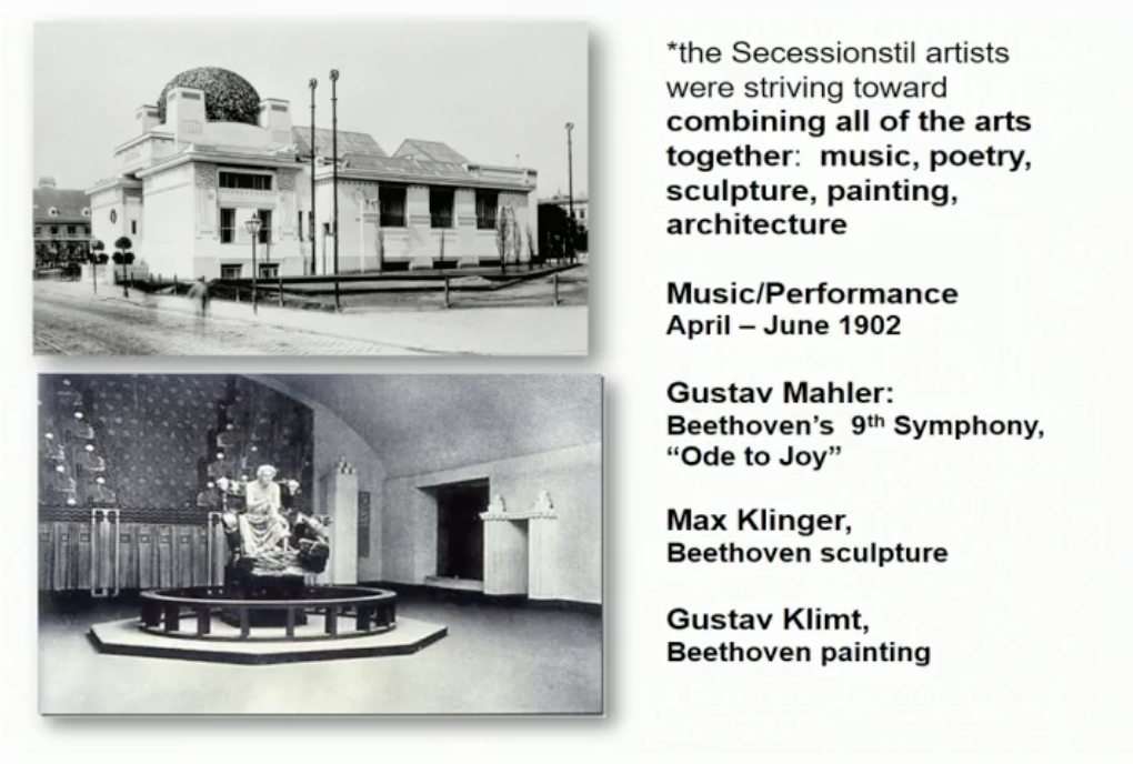 <p>Otto Wagner and other designers came together to create this style, they published journal called Sacred Spring (ver Sacrum), combine all art forms; Commissioned The Secession Building as a manifesto of the new style (1898 by Josef-Maria Olbrich)</p>