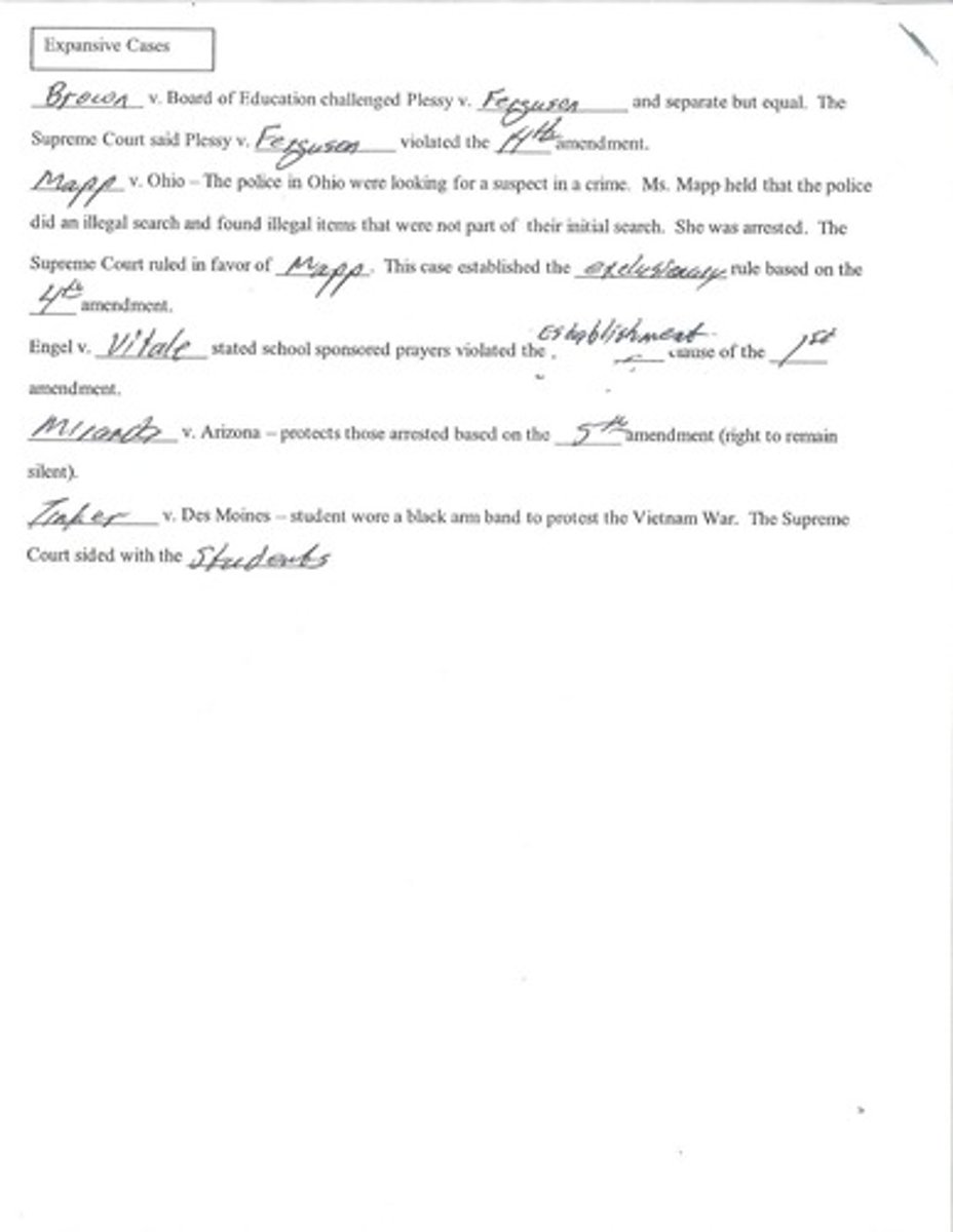 <p>Challenged separate but equal doctrine established in Plessy v. Ferguson.</p>