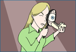 <p>Close and careful examination or inspection, often to judge accuracy, quality, or legality.</p>